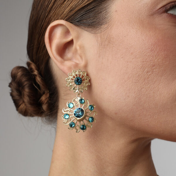Blue Rosette Earrings – Muse of Radiance